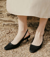 Load image into Gallery viewer, WILLAMINA SLINGBACK -- BLACK SUEDE