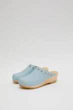 Load image into Gallery viewer, No.6 Bella Clog on Mid Wedge in Light Blue with Eyelets