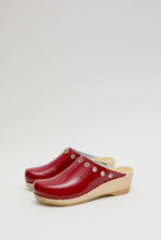 Load image into Gallery viewer, No.6 Bella Clog on Mid Wedge in Red Patent with Eyelets