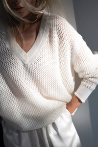 NINA CROCHET V-NECK SWEATER