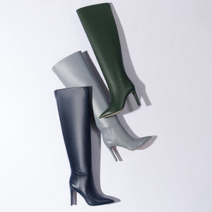 Larroudé x Jennifer Fisher Boot In Inky Blue Leather