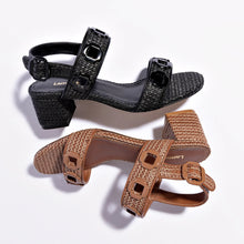 Load image into Gallery viewer, Milan Sandal In Black Wave Raffia