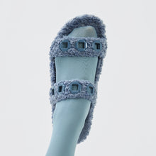 Load image into Gallery viewer, Milan Slide In Blue Faux Fur