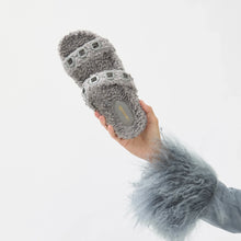 Load image into Gallery viewer, Milan Slide In Grey Faux Fur