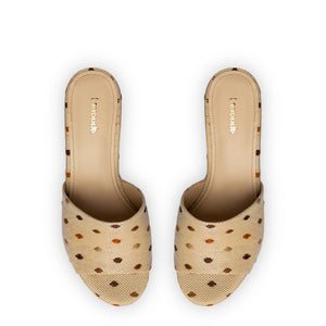 Miso Platform Sandal In Natural Raffia and Polka Dot Emboridery