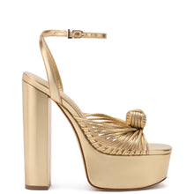 Load image into Gallery viewer, Valerie Platform Sandal In Gold Metallic Leather