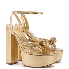 Load image into Gallery viewer, Valerie Platform Sandal In Gold Metallic Leather