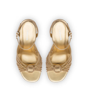 Valerie Platform Sandal In Gold Metallic Leather